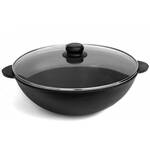 Сковорода чугунная WOK со стеклянной крышкой 3,7 л 280х96 мм Brizoll (W28-6)