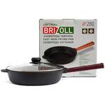 Сковорода чугунная со стеклянной крышкой 280х69,5 мм с ручкой Optima-Bordo Brizoll (O2860-P2-C)