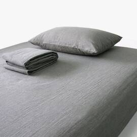 Льняное постельное белье 200х220 серое Lintex, Размер: двуспальный евро 200х220, Основной цвет: серый