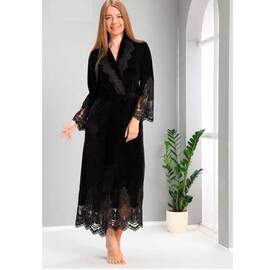 Халат NUSA женский ns 0383 siyah (3xl), Цвет: черный, Размер: 3XL