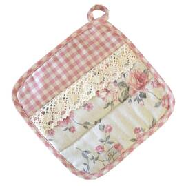 Прихватка 25х25 Прованс Bella Рози/рожева клітинка з мереживом (013515)