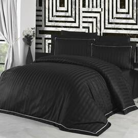 First Сhoice сатин люкс 200х220 novel line s. siyah, Размер: двуспальный евро 200х220, Основной цвет: черный