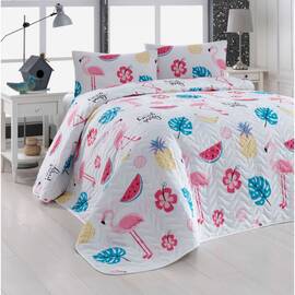 Покрывало с наволочками Eponj Home Kokteyl beyaz белое 200x220 стеганое (svt-2000022240574)