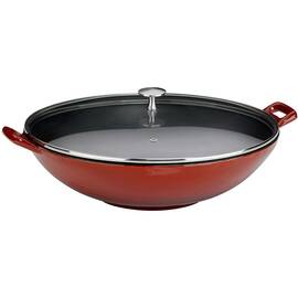 Вок чавунний з кришкою KELA Calido, 36 см, 4,0 л (11947), Колір: червоний, Тип: сковорода вок, Форма: кругла, Діаметр (см): 36