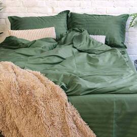 Постільна білизна 81 сатин-страйп 200х220 Вілюта, Розмір: двоспальний євро 200х220, Основний колір: зелений