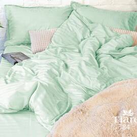 Постільна білизна 84 сатин-страйп 200х220 Вілюта, Розмір: двоспальний євро 200х220, Основний колір: зелений