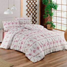 Постільна білизна євро 200x220 Zeron Eco BATIK PUDRA (17445), Розмір: двоспальний євро 200х220, Основний колір: рожевий