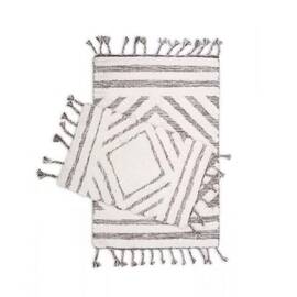 Набор ковриков Irya Hoover siyah/ekru черный/молочный 60x90+40x60 (svt-2000022288491), Цвет: черный, Размер: 60x90