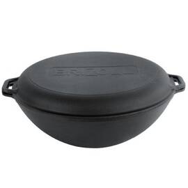Казан чугунный WOK 8 л с чугунной крышкой- сковородой Гриль Brizoll (W36-3)