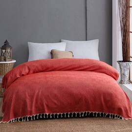 Плед бавовняний Diva 205x200 SUMMER ЧЕРВОНИЙ, Основний колір: червоний, Розмір: 200x205