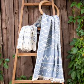 Полотенце Barine Pestemal Kilim 90x160 Denim синее (2000022078993), Цвет: синий, Размер: 90x160