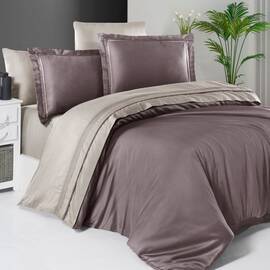 Постільна білизна First Сhoice сатин De Luxe 200х220 lilac/beige