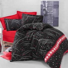 Комплект постельного белья Mays сатин де дюкс 30285 двуспальный Евро, Размер: двуспальный евро 200х220, Основной цвет: черный