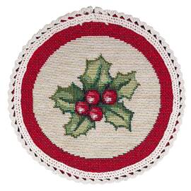 Серветка-підкладка під тарілку з мереживом Дзвоники і віночок O10 LiMaSo (ROUND010M-10D), Тип: салфетки, Цвет: красный, Форма скатерти: круглая, Размер: Ø10