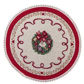 Серветка-підкладка під тарілку з мереживом Дзвоники і віночок O30 LiMaSo (ROUND010M-30D), Тип: салфетки, Цвет: красный, Форма скатерти: круглая, Размер: Ø30