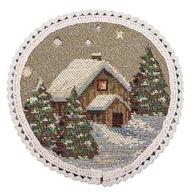 Серветка-підкладка під тарілку з мереживом Карпатська ніч O10 LiMaSo (ROUND740M-10D), Тип: салфетки, Цвет: коричневый, Форма скатерти: круглая, Размер: Ø10