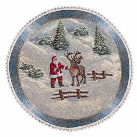 Серветка-підкладка під тарілку з мереживом Різдво в Карпатах O30 LiMaSo (ROUND723M-30D), Тип: салфетки, Цвет: зеленый, Форма скатерти: круглая, Размер: Ø30