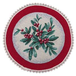 Серветка-підкладка під тарілку з мереживом Свято наближається O20 LiMaSo (ROUND243M-20D), Тип: салфетки, Цвет: красный, Форма скатерти: круглая, Размер: Ø20
