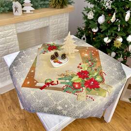 Скатертина гобеленова Святкова листівка 97х100 LiMaSo (RUNNER334G-100 (з золотою люре)
