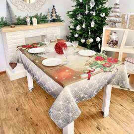 Скатертина гобеленова Святкова листівка 137х180 LiMaSo (RUNNER334G-180), Тип: скатертини, Основний колір: блакитний, Форма скатертини: прямокутна, Розмір: 137x180