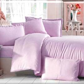 Комплект постільної білизни Mays сатин-страйп V08 LILA двоспальний Євро, Розмір: двоспальний євро 200х220, Основний колір: фіолетовий