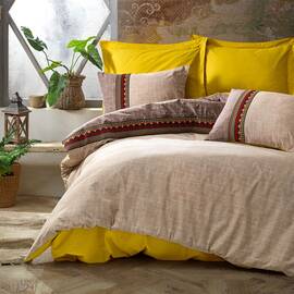 Постільна білизна Cotton box Folk Art ранфорс 200х220 KAHVE