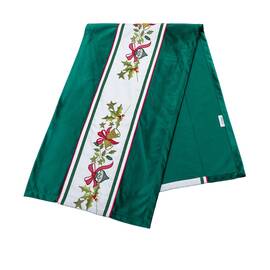 Наперон новорічний оксамитовий вишиваний 40x130 LiMaSo (NPOVN09), Тип: дорожки (раннеры), Цвет: зеленый, Форма скатерти: прямоугольная, Размер: 40x130