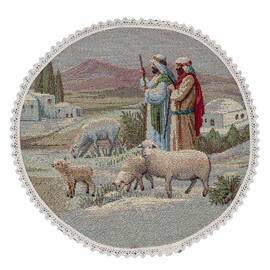 Серветка-підкладка під тарілку з мереживом Вифлеємське диво O20 LiMaSo (ROUND1153M-20D), Тип: серветки, Основний колір: блакитний, Форма скатертини: кругла, Розмір: Ø20