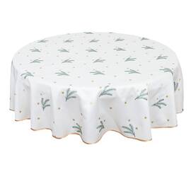 Вишивана скатертина Ялинкові гілочки 140O LiMaSo (SKVG15-140D), Тип: скатерти, Цвет: белый, Форма скатерти: круглая, Размер: Ø140