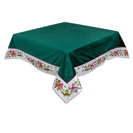 Скатертина двостороння новорічна оксамитова вишивана (стьогона) 134х317 LiMaSo (SKOVN09-317), Тип: скатерти, Цвет: зеленый, Форма скатерти: прямоугольная, Размер: 134x317