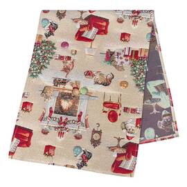 Гобеленова доріжка на стіл Різдв'яна історія 37х100 LiMaSo (EDEN966-37), Тип: доріжки (раннери), Основний колір: червоний, Форма скатертини: прямокутна, Розмір: 37x100