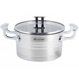 Кастрюля 16x9 см, 1,5L с крышкой Kamille (5853), Тип: кастрюля, Объем: 1,5 л, Цвет: серебряный