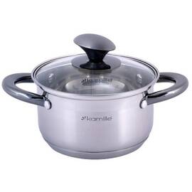 Каструля 1,5л з кришкою Kamille (4920), Тип: каструля, Об'єм: 1,5 л, Колір: срібний