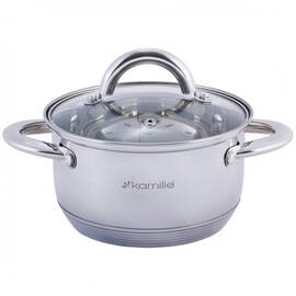 Каструля 1,7л з кришкою Kamille (5771), Тип: каструля, Об'єм: 1,7 л, Колір: срібний
