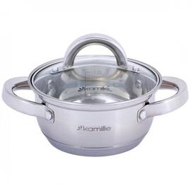 Каструля 1л із кришкою Kamille (5614S), Тип: каструля, Об'єм: 1 л, Колір: срібний