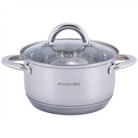 Каструля 2,4л з кришкою Kamille (5772), Тип: каструля, Об'єм: 2,4 л, Колір: срібний