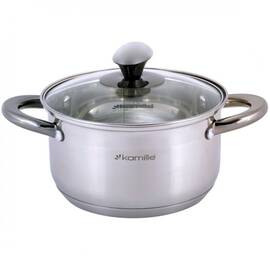 Каструля 2л з кришкою Kamille (4921), Тип: каструля, Об'єм: 2 л, Колір: срібний