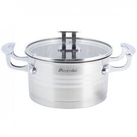 Каструля 20x11 см, 3,1 L з кришкою Kamille (5855), Тип: каструля, Об'єм: 3,1 л, Колір: срібний