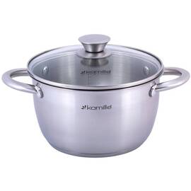 Каструля 2л з кришкою Kamille (4901), Тип: каструля, Об'єм: 2 л, Колір: срібний