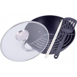 Казан чавунний Wok 3,6 L Kamille (4806MR), Об’єм казана: 3,6 л, Наявність кришки: зі скляною кришкою