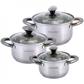 Набір каструль 6 предметів (1л, 1,5л, 2л) Kamille (4926)