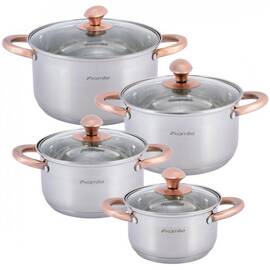 Набір каструль 8 предметів (1,5л, 2л, 3л, 5л) Kamille (4937)