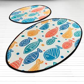 Набор ковриков Chilai Home 60x100, 50x60 FISH COLORFUL DJT, Цвет: синий, Размер: 60x100