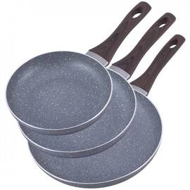 Набір сковорідок (О20 см, О24 см, О28 см) Kamille (4116), Колір: сірий, Тип: набір сковорідок, Форма: кругла, Діаметр (см): 20/24/28