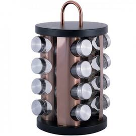 Набір ємностей для спецій на круглій підставці 16шт Kamille (7041)