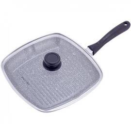 Сковорода-гриль 28 см із кришкою Kamille (4431), Колір: чорний, Тип: сковорода гриль, Форма: квадратна, Діаметр (см): 28