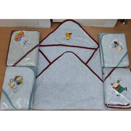 Полотенце детское для купанья велюровое с капюшоном 80x80 светло-серые Zeron (18703), Цвет: серый, Размер: 80x80