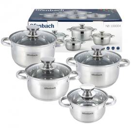 Набор кастрюль 8 предметов (14x8,5, 16x9,5, 18x10,5. 20x11,5) Ofenbach (100004)