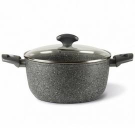 Каструля із кришкою TVS Mineralia Eco Induction 24 см, 4,5 л, Тип: каструля, Об'єм: 4,5 л, Колір: сірий