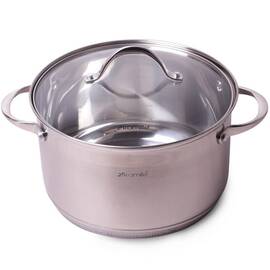 Каструля 5.1 л з кришкою та 7-шаровим дном (O22x13.5 см) Kamille (4722S), Тип: каструля, Об'єм: 4,7 л, Колір: срібний